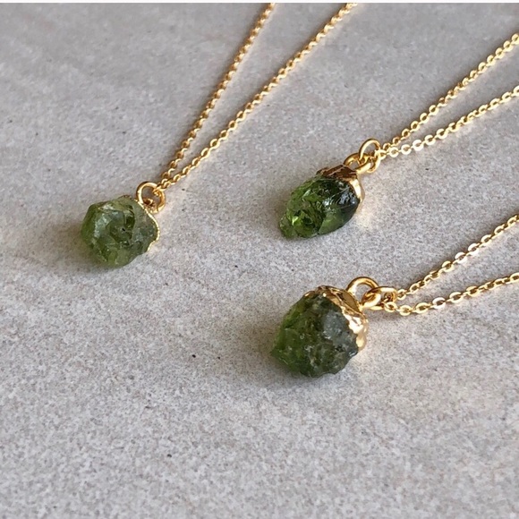 Boho Raw Peridot Necklace - Picture 2 of 3